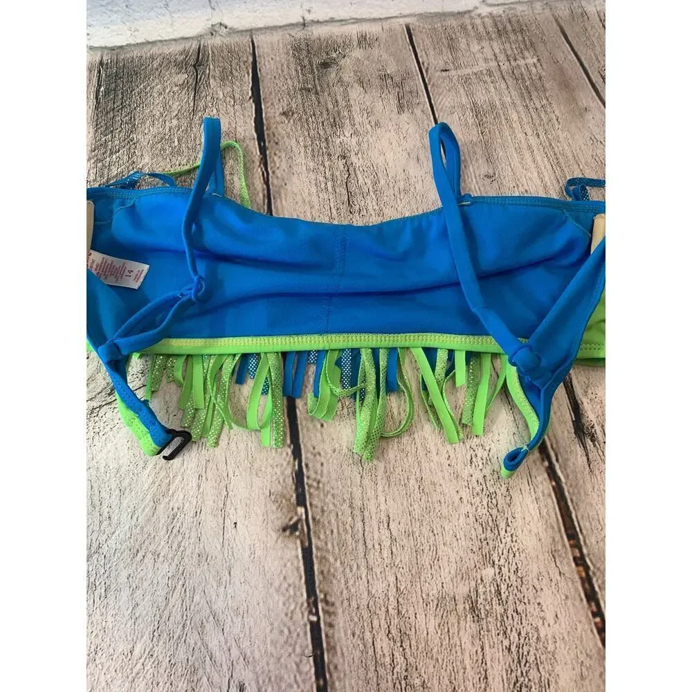 JUSTICE SWIM Girl’s Fringed Bandeau Top with Straps / Size: 14
